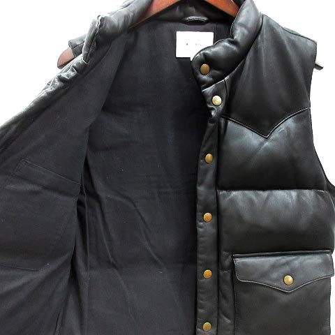 Nisus Hotel 黒 レザーダウンベスト ナイサスホテル NISUS HOTEL シープレザー ダウン ベスト 羊革