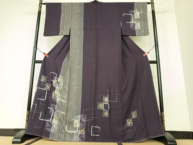 平和屋着物○訪問着 駒刺繍 絞り 色紙草花文 暈し染め 金彩 正絹