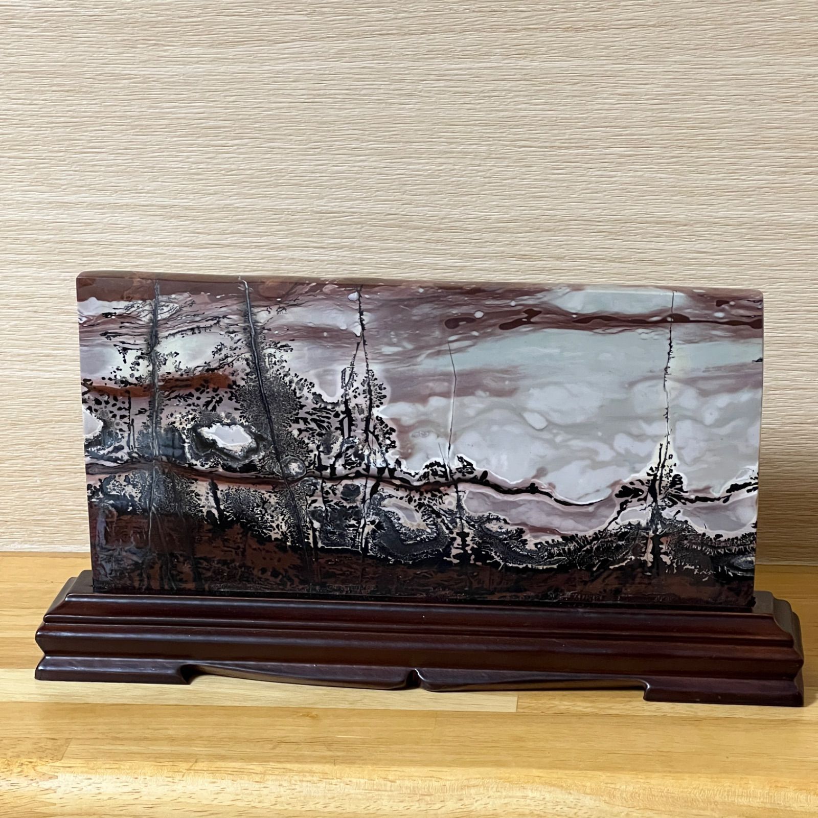 ⬛︎【一点もの】ピクチャージャスパー　スライス　自然風景画模様 台座セット ⬛︎【一点もの】ピクチャージャスパー スライス 自然風景画模様 台座