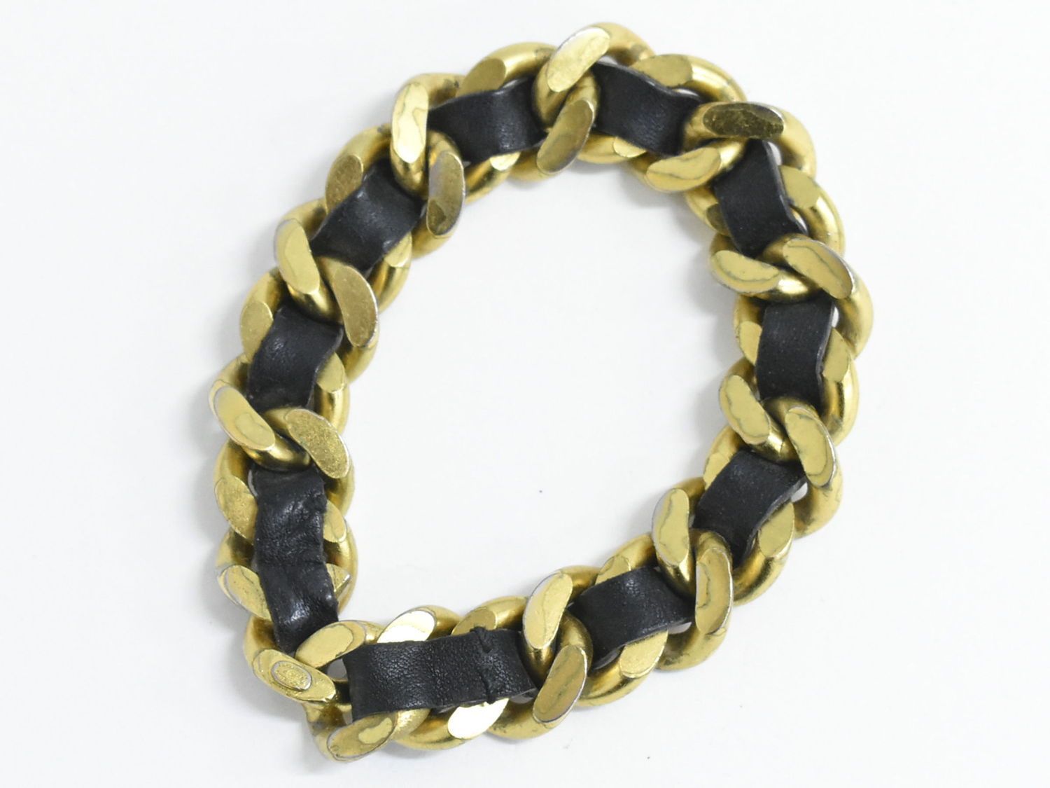 本物 シャネル CHANEL チェーン ブレスレット バングル GP ゴールド  