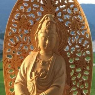 ❷木彫り 置物　オブジェ 仏像 仏像 オブジェ 置物 蓮観音 ツゲの木 木彫り 彫刻 開運 幸運