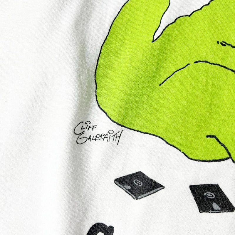 80s USA製 恐竜 キャラクター イラスト プリント Tシャツ XL