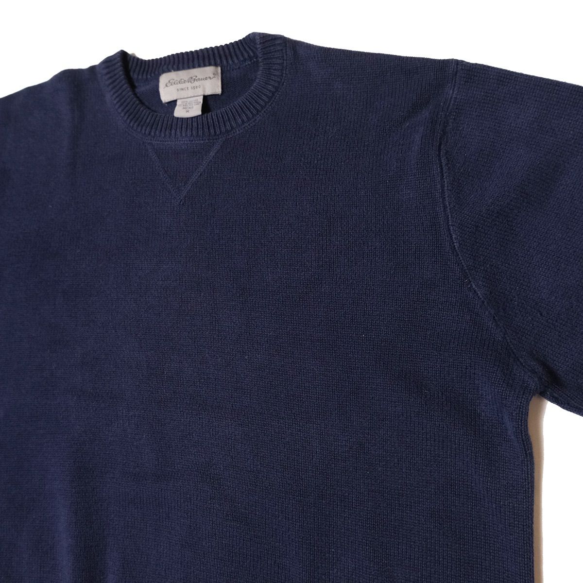 00s エディーバウアー コットンニット セーター ネイビー オーストラリア製 90's オーストラリア製 エディーバウアー クルーネック コットン