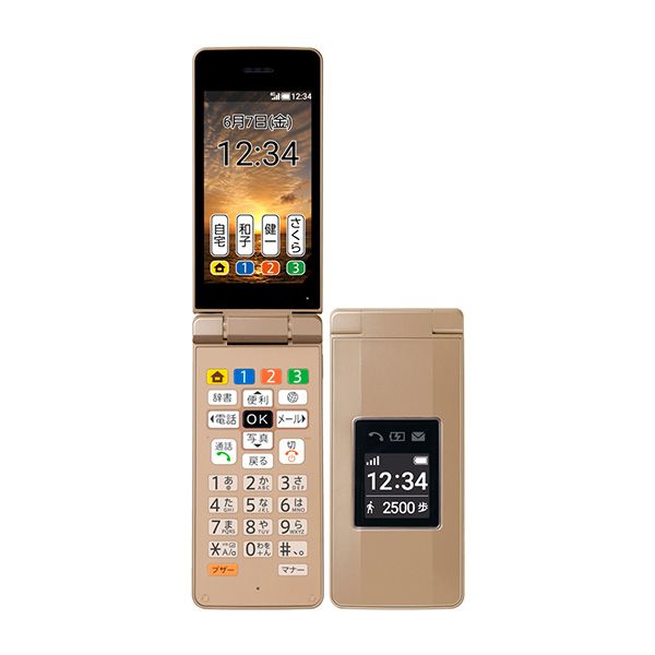 中古】 807SH かんたん携帯10 ゴールド SIMフリー 本体 ソフトバンク