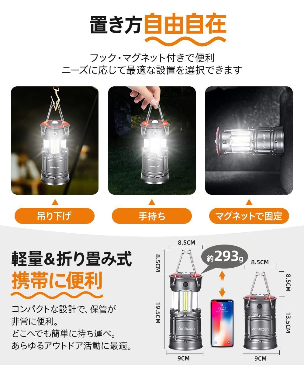 2024革新モデル・1台多役】 ランタン led 高輝度 ledランタン 充電式 電池式 防災 キャンプ 軽量 防滴仕様 夜釣り 登山 防災 懐中電灯機能  防災グッズ 停電 緊急 非常用 電池式ラン SSOS点灯モード 折り畳式 持ち運び便利 - メルカリ