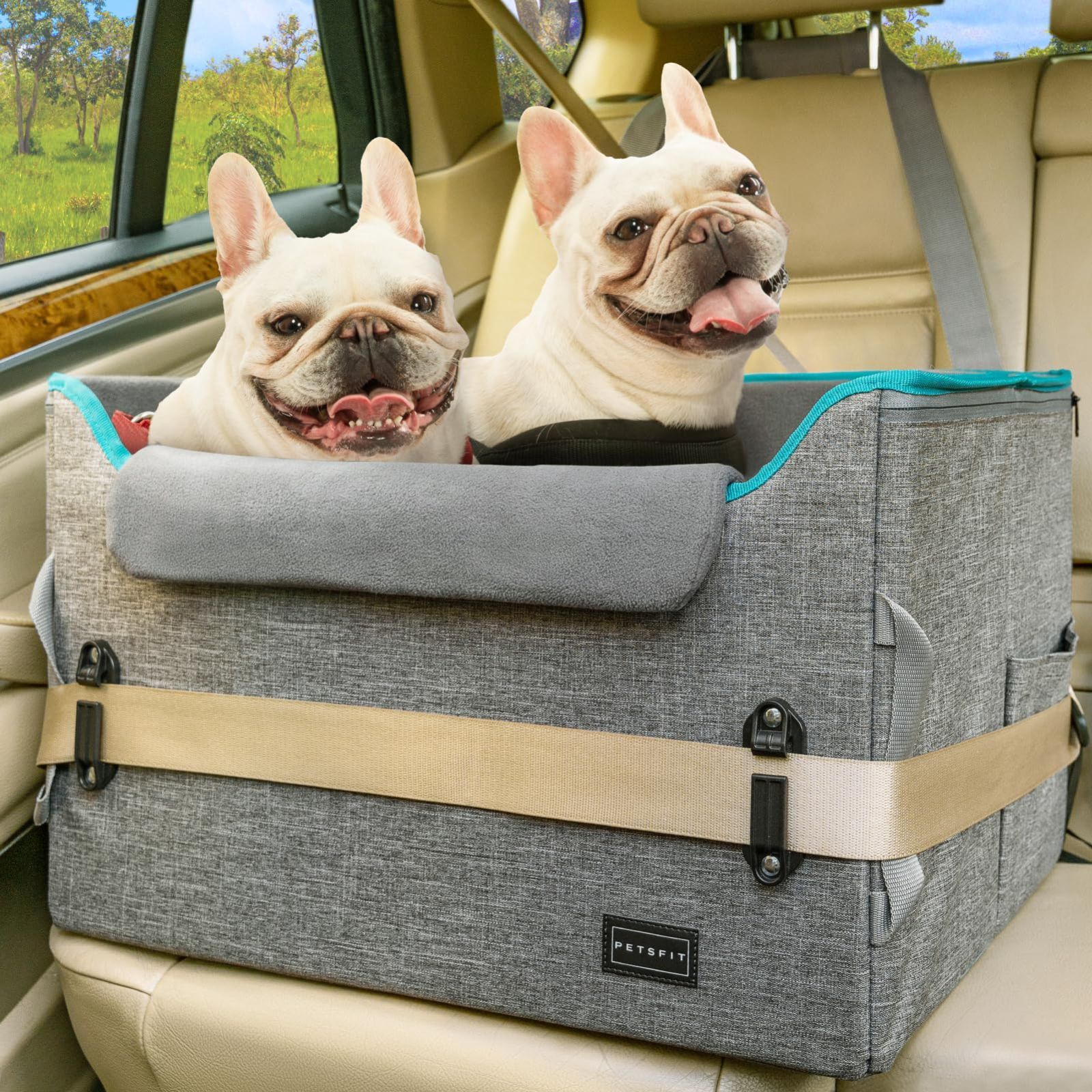 新着商品 Petsfit 犬 ドライブ ドライブボックス 2重の安定設計 席にしっかり固定できる 座り台の高さが調節できるタイプ ドライブシート 車 カーシート ドライブベッド 安定 コンパクト 飛び出し防止 折り畳み しっかり 省スペース オックスフ