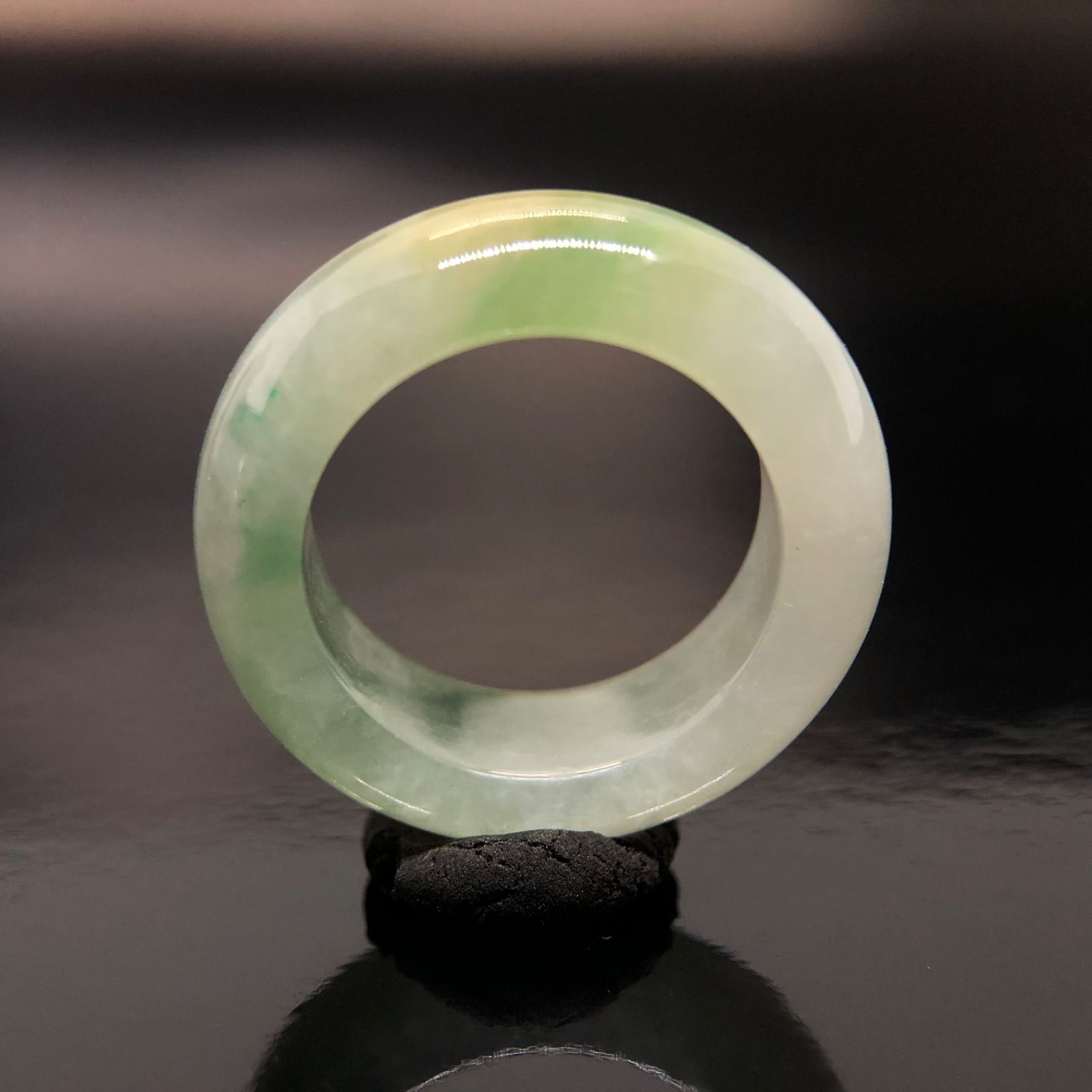 本翡翠 くりぬきリング ホワイトに黄＆緑が溶け込み（3色） #12.5 美