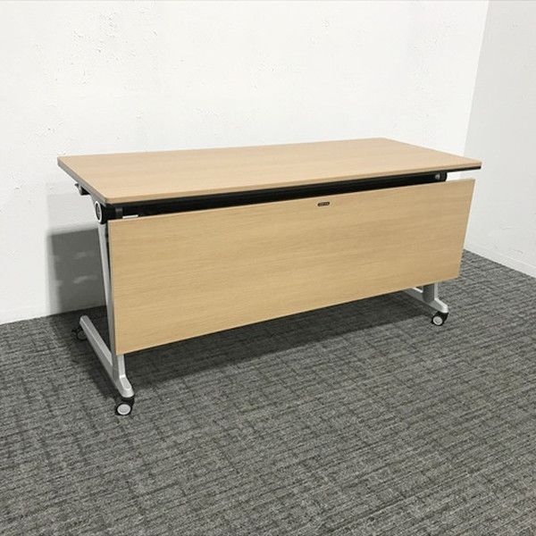 会議テーブル フラップ式 エレガスタ 幕板付 W1500 オカムラ ネオウッドミディアム