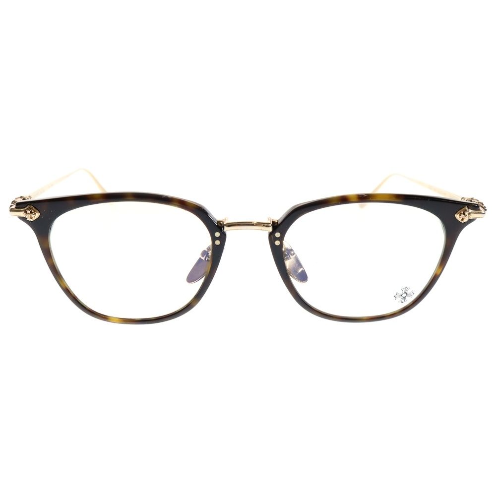 CHROME HEARTS クロムハーツ SHAGASS サイドクロステンプルウェリントン クリアフレーム メガネ 眼鏡 ブラック|ゴールド
