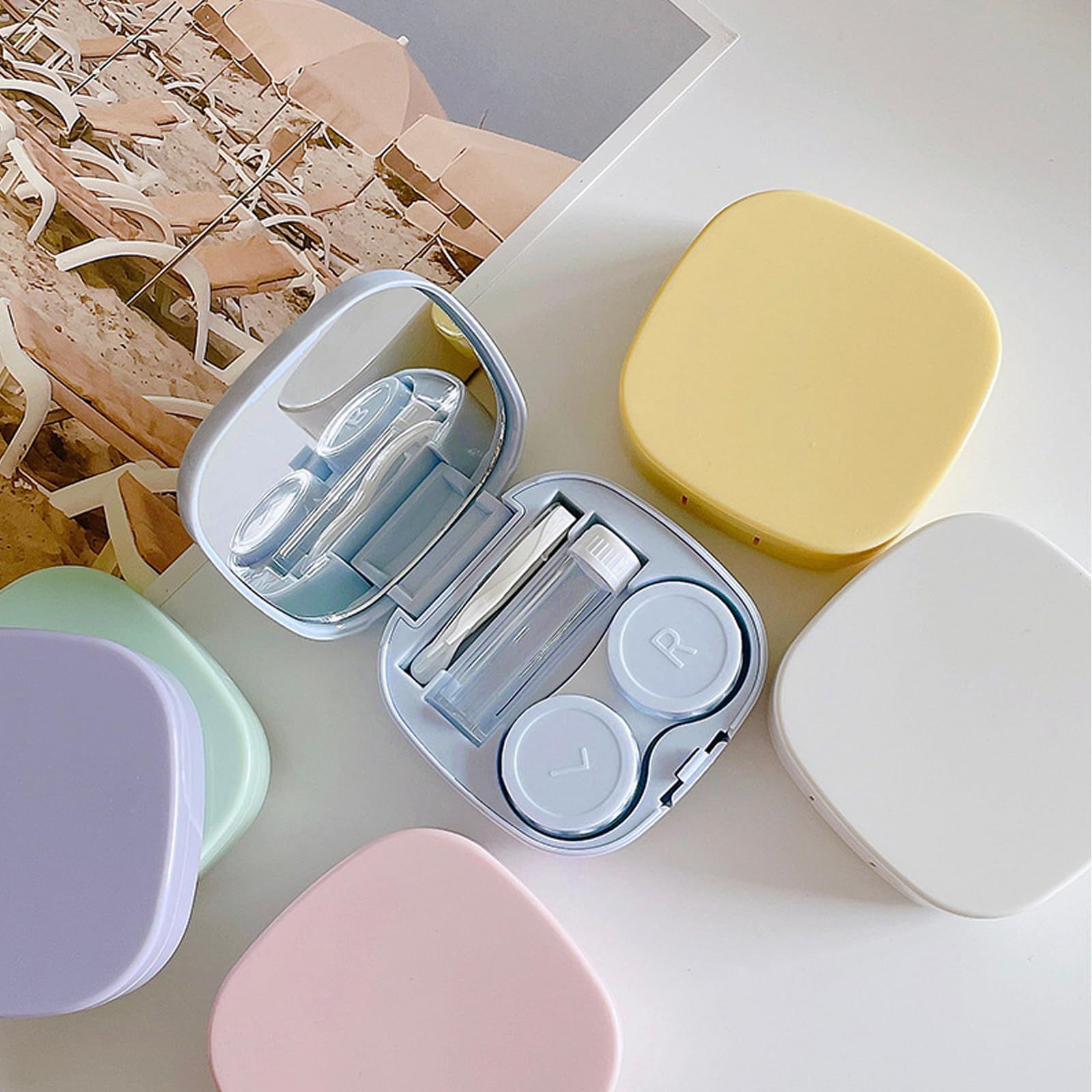 コンタクトケース 鏡付き コンタクトレンズケース ソフトレンズ用 携帯便利 ZiSyouMa コンタクトケース コンタクトレンズケースセット