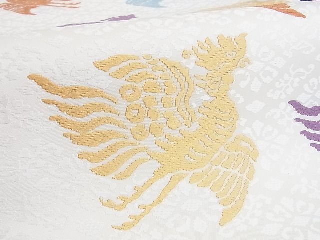 着物ふぁんた■俵屋　人間国宝　喜多川平朗　有職織物　唐織　鶏頭花菱　逸品　最高級名古屋帯 y4517 平和屋着物○俵屋 人間国宝 喜多川平朗 有職織物 九寸開き名古屋