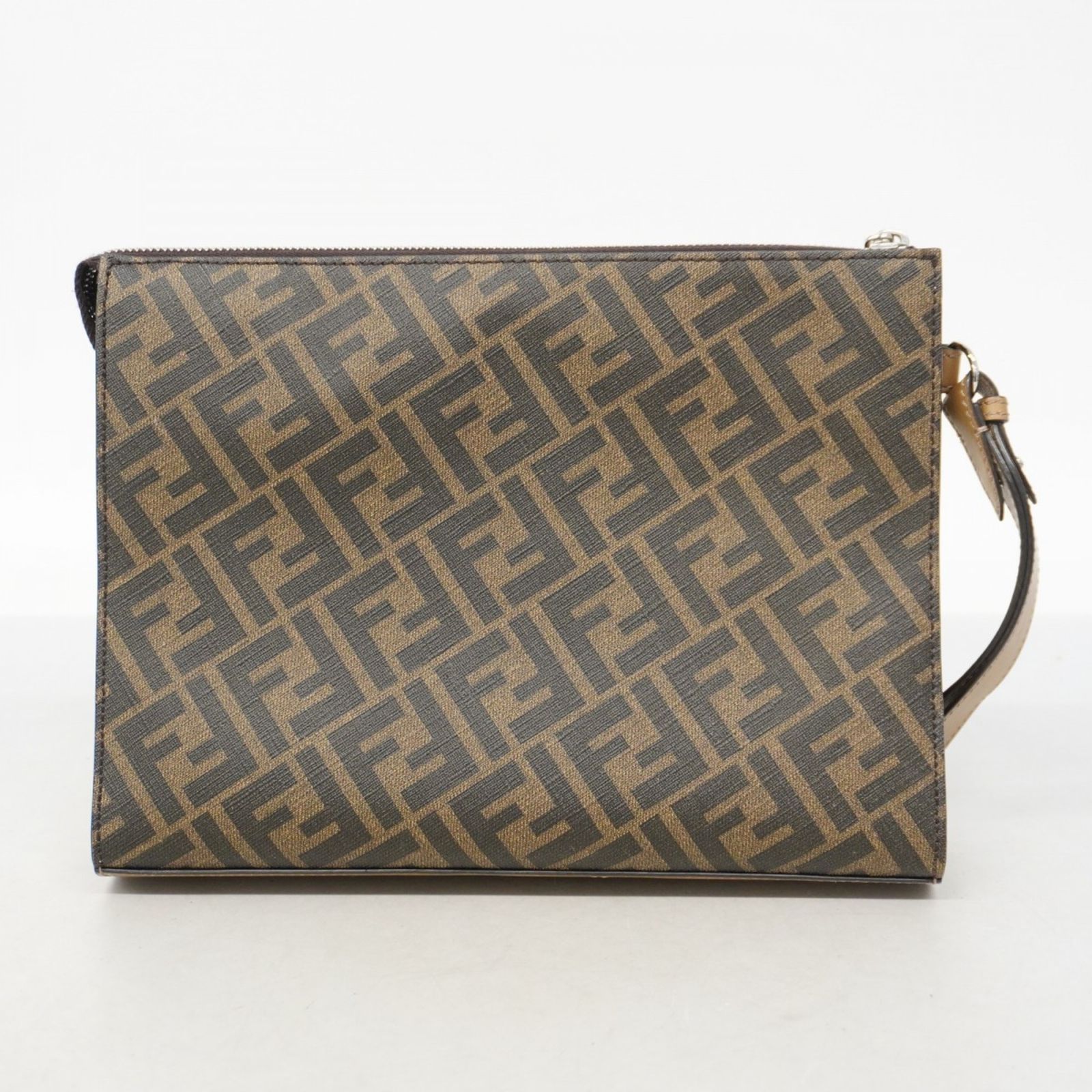 フェンディ(Fendi) フェンディ クラッチバッグ ズッカ レザー ブラウン