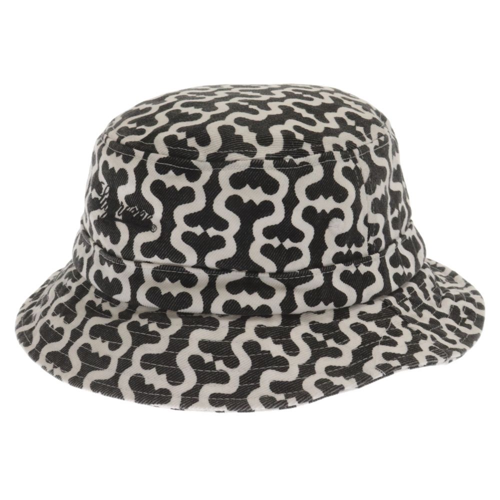 SUPREME (シュプリーム) 21SS Twill Crusher モノグラム ツイル クラッシャー バケットハット 帽子 ブラック/ホワイト