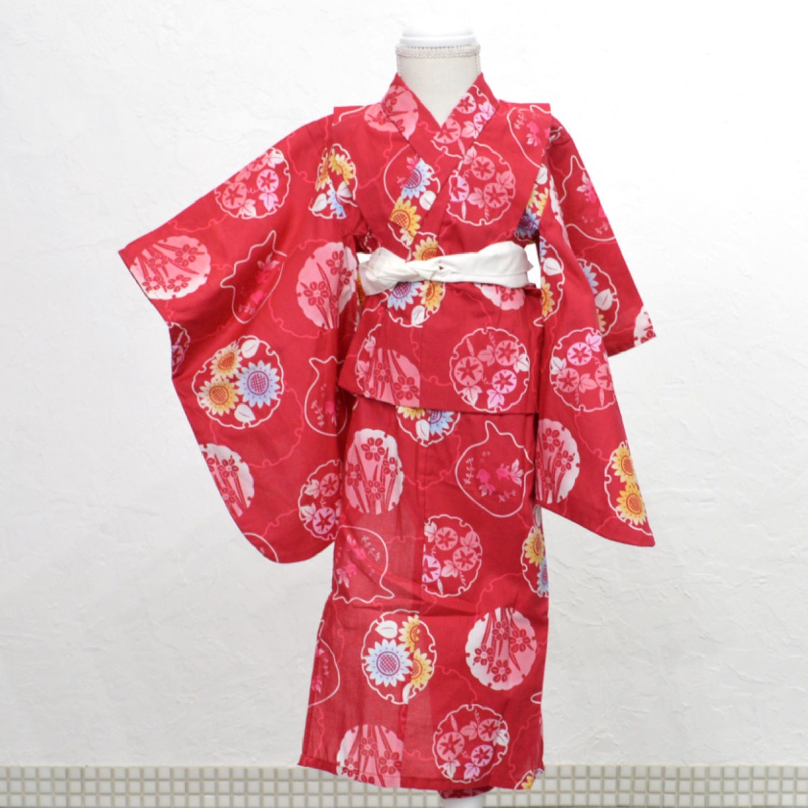 新品》子ども用 浴衣 100〜110 サイズ 和装 夏 女の子 キッズ 日本の 