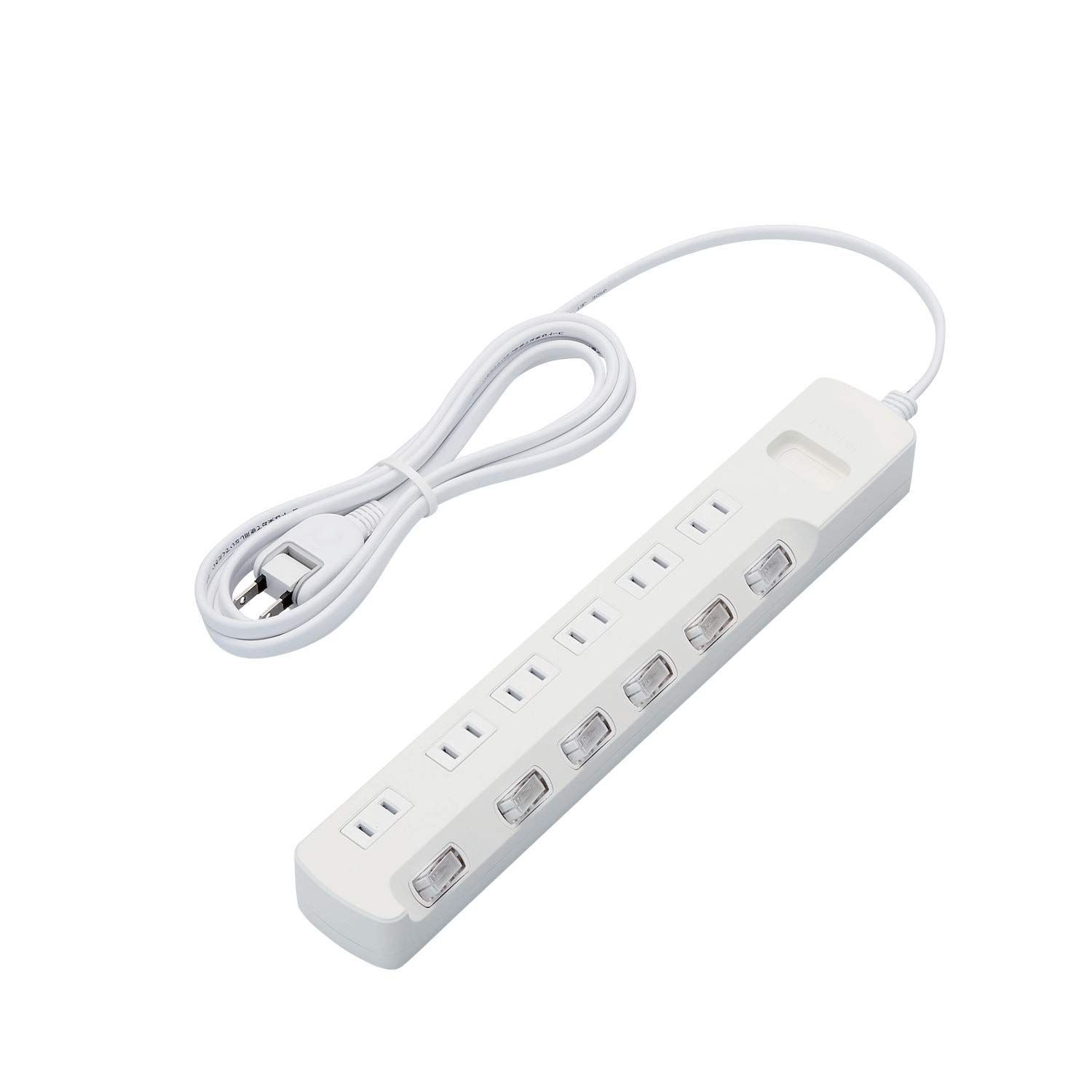 【人気商品】個別スイッチ 雷ガード ほこりシャッター付 6個口 電源タップ 2.5m ホワイト エレコム T-K6A-2625WH
