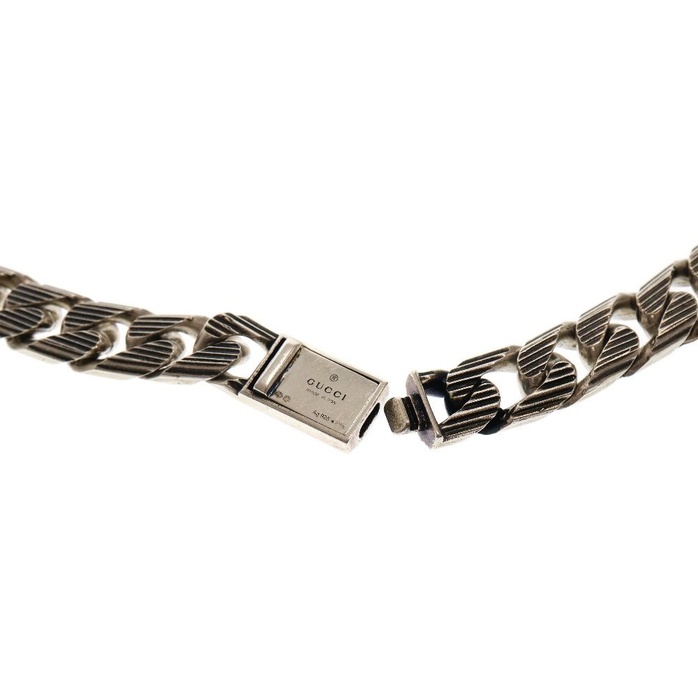 GUCCI (グッチ) ロゴ プレート ネックレス Ag925 シルバー ロゴ