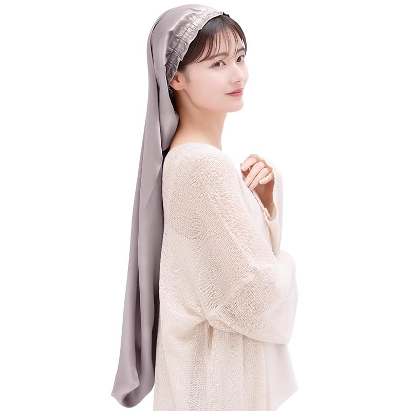 COCOSILK シルク ナイトキャップ ロングヘア用 シルクキャップ 筒型 ナイトキャップ ロング 髪 シルク 筒 ロングヘア 筒状 ヘアキャップ 90cm アッシュピンク Free Size