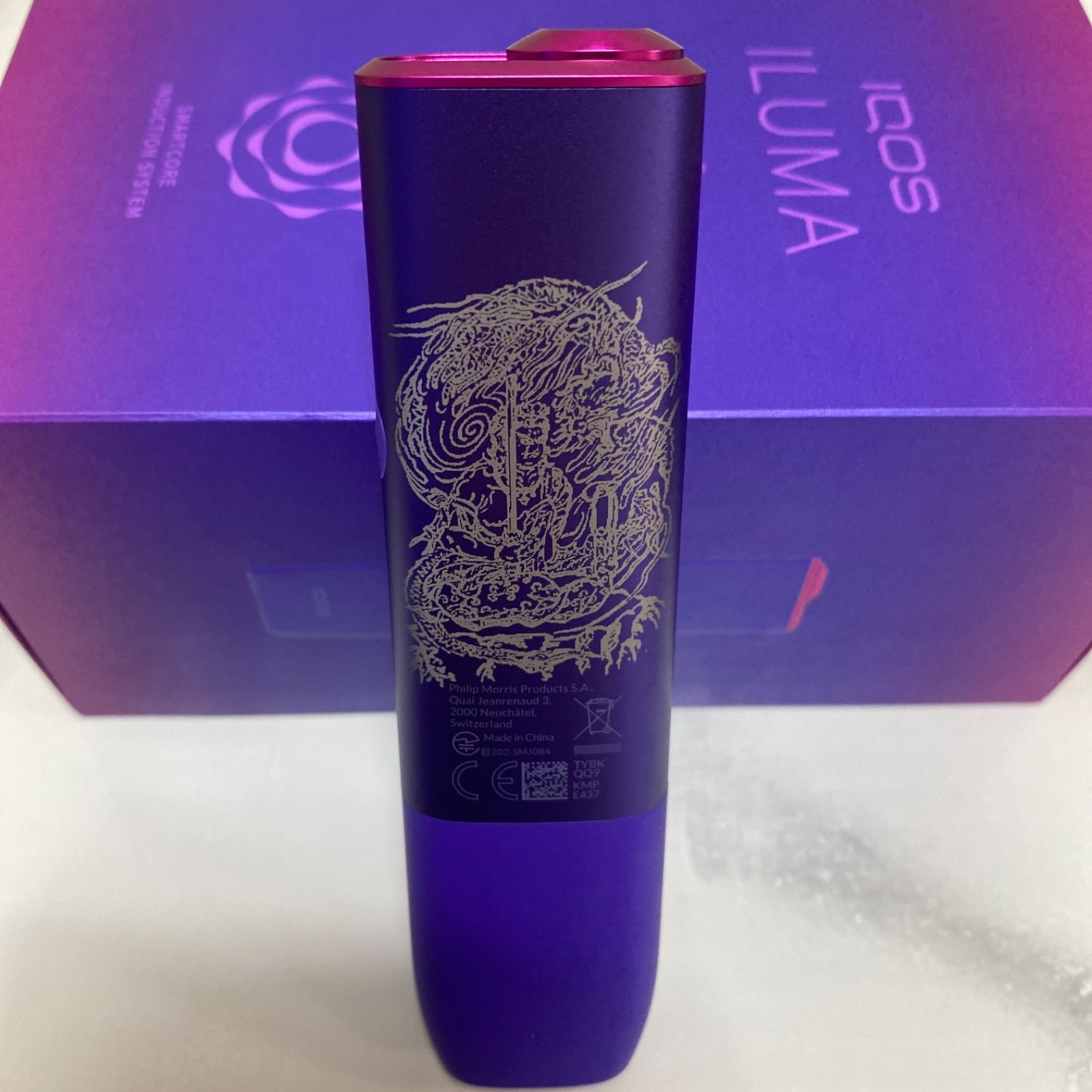 １iQOS ILUMA ｉone 黒　レーザー加工　アイコス イルマ ｉワン　龍 風神 雷神 龍 デザイン レーザー加工 iQOS ILUMA i ONE アイコス