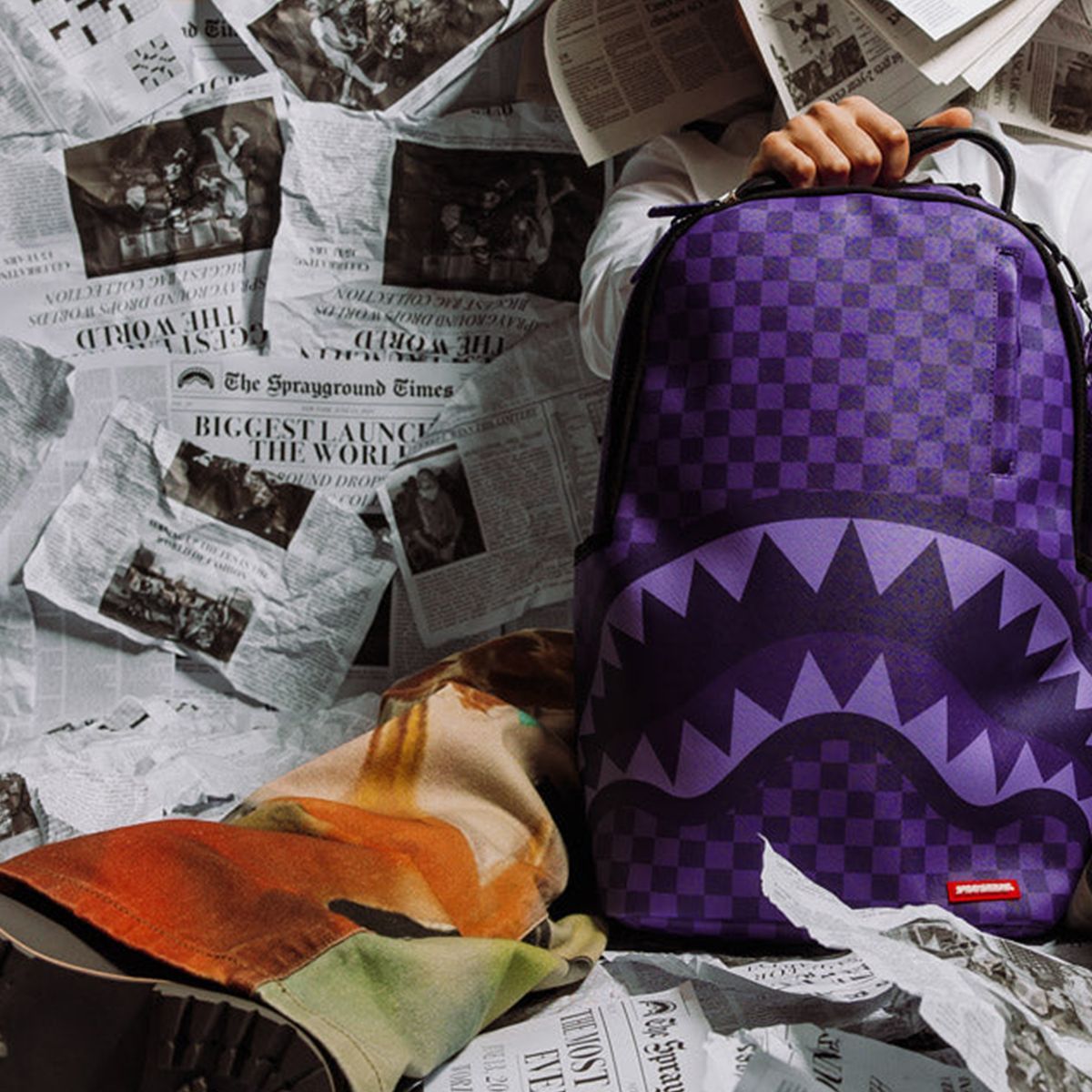 米国仕様 SPRAYGROUND スプレイグラウンド ALL SYSTEMS GO 紫 シャーク