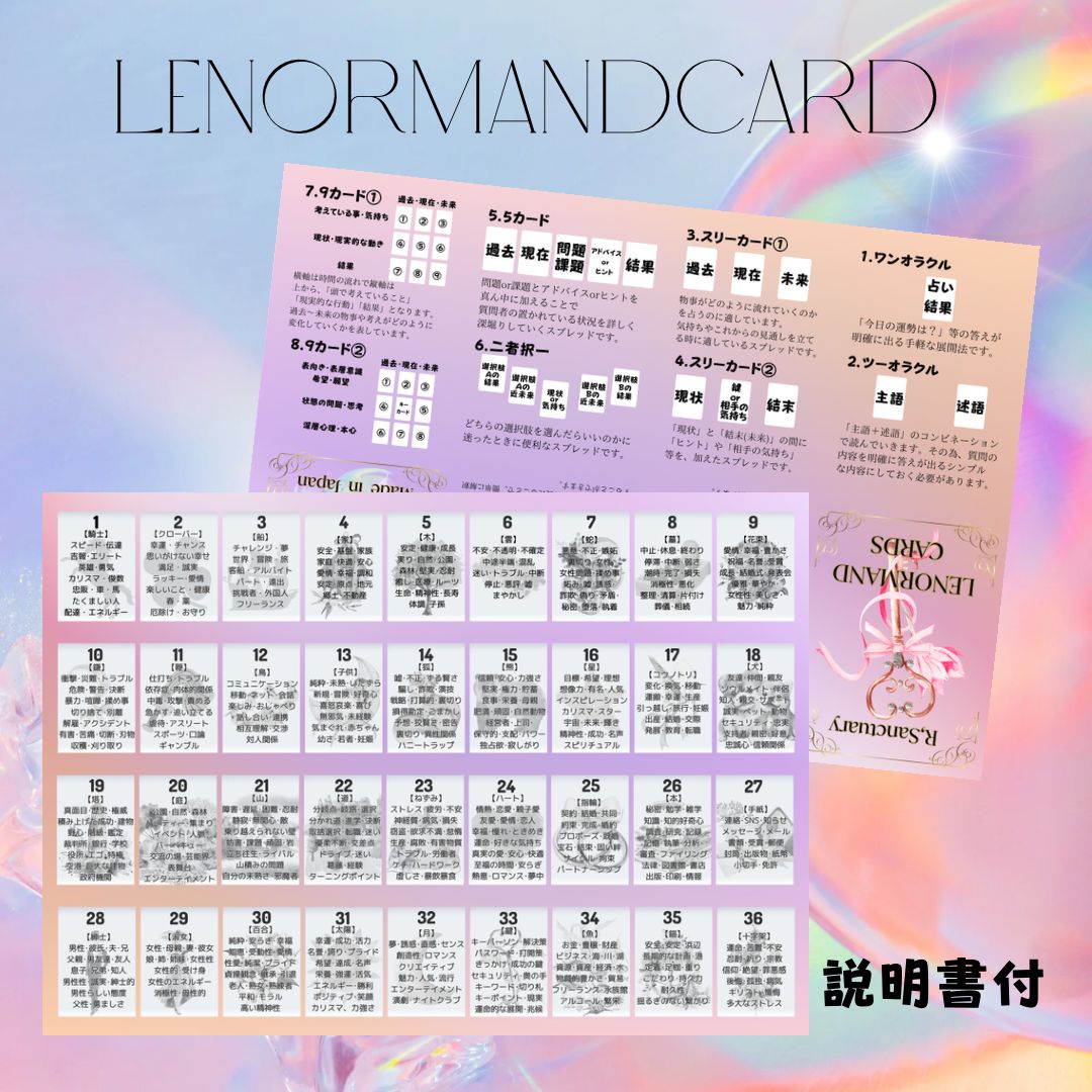 the chiromancien of mrs indira 36枚カードセット Amazon.co.jp: R.Sanctuary ルノルマンカード, 58mm x 89mm, パステル