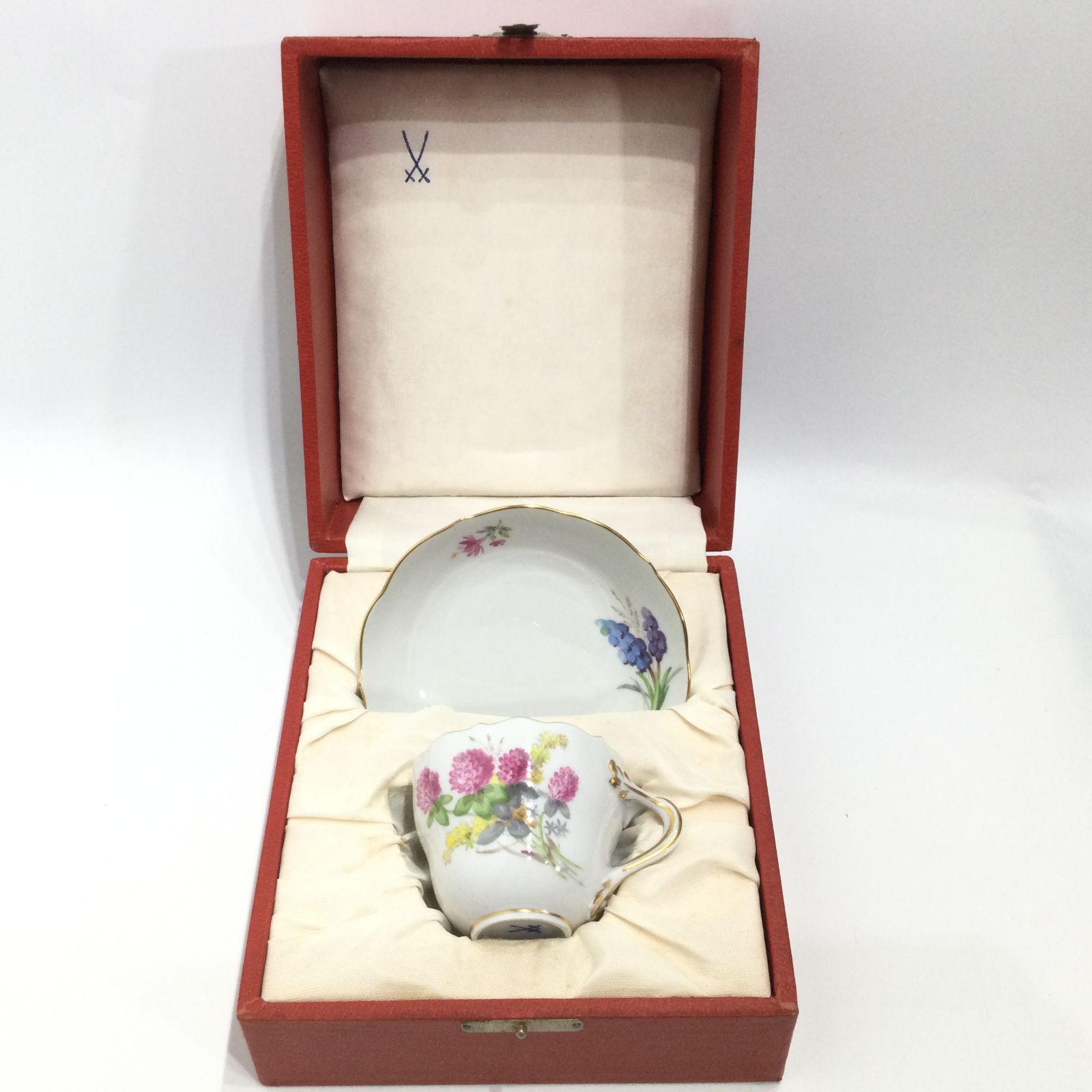  マイセン フラワー バタフライ モカカップ ソーサー 箱つき デミタスカップ コーヒー ティーカップ