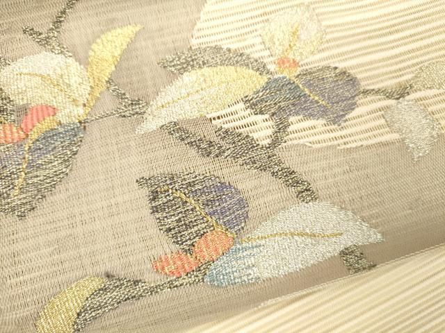 名古屋帯 八寸 絽綴れ 草花 鳥 夏帯 25M46n 名古屋帯 八寸 絽綴れ 草花