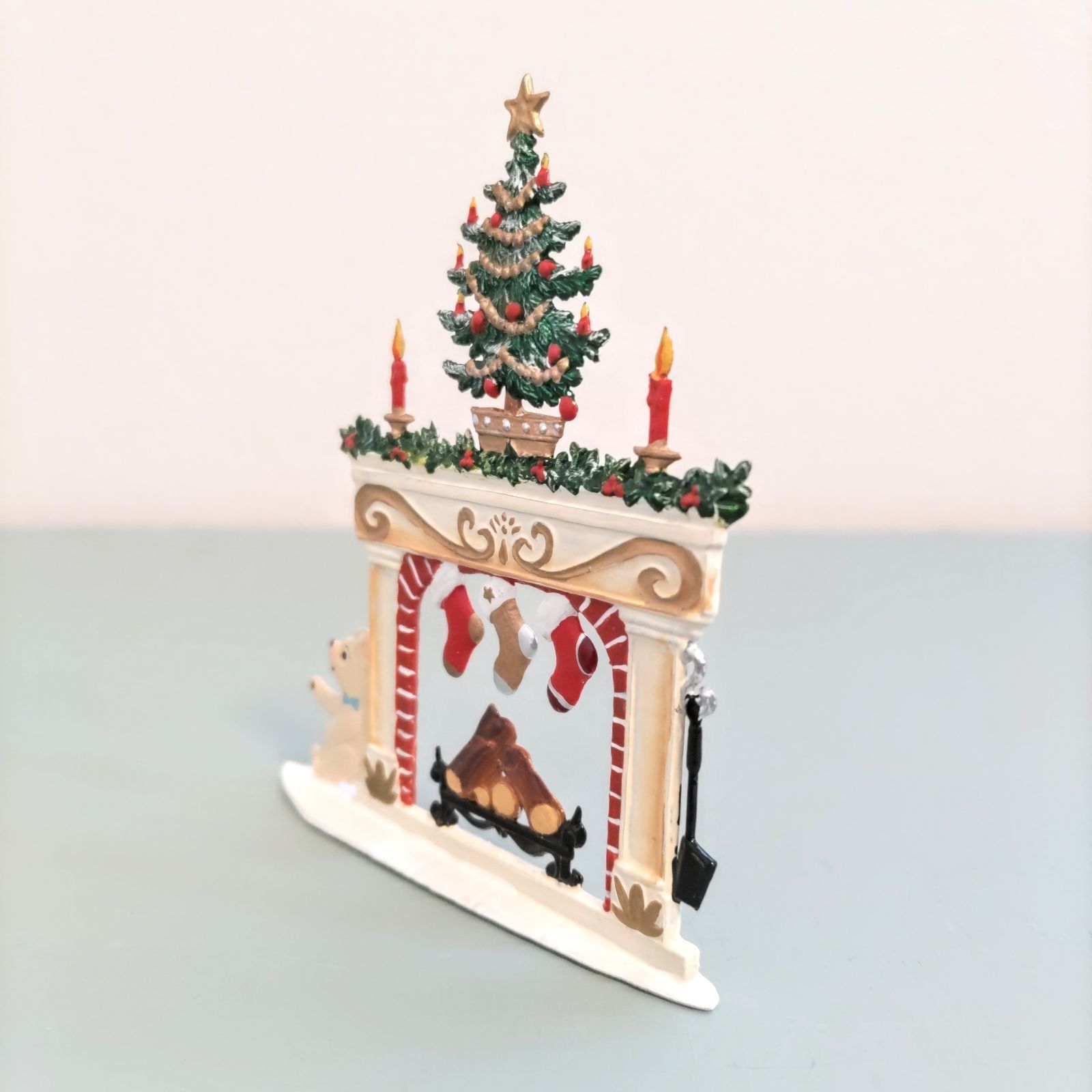 暖炉とツリーB 錫製 スタンド ドイツ工芸品 クリスマス飾りシュヴァ