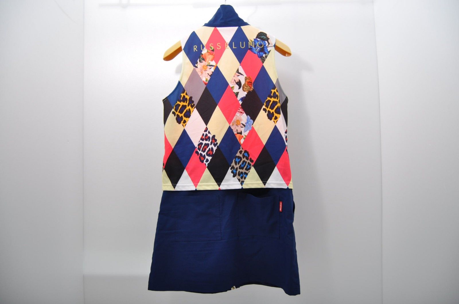 coco 中古 ラッセルノ RUSSELUNO レディース ワンピース 1(M) 紺 ネイビー ノースリーブ ダイヤ柄/花柄/ヒョウ柄 coco 中古 ラッセルノ RUSSELUNO レディース ワンピース 1(M) 紺