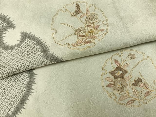 平和屋着物▽訪問着 単衣 花蝶文 正絹 逸品 CAAX2511xi