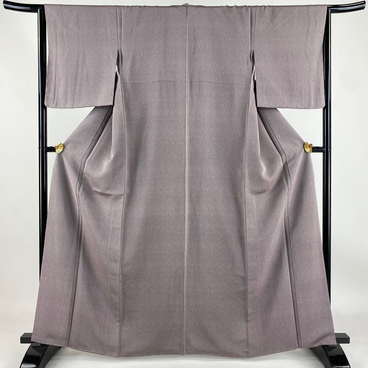 小紋 身丈163cm 裄丈64.5cm M 袷 斜縞 段縞 灰紫 正絹 美品 秀品