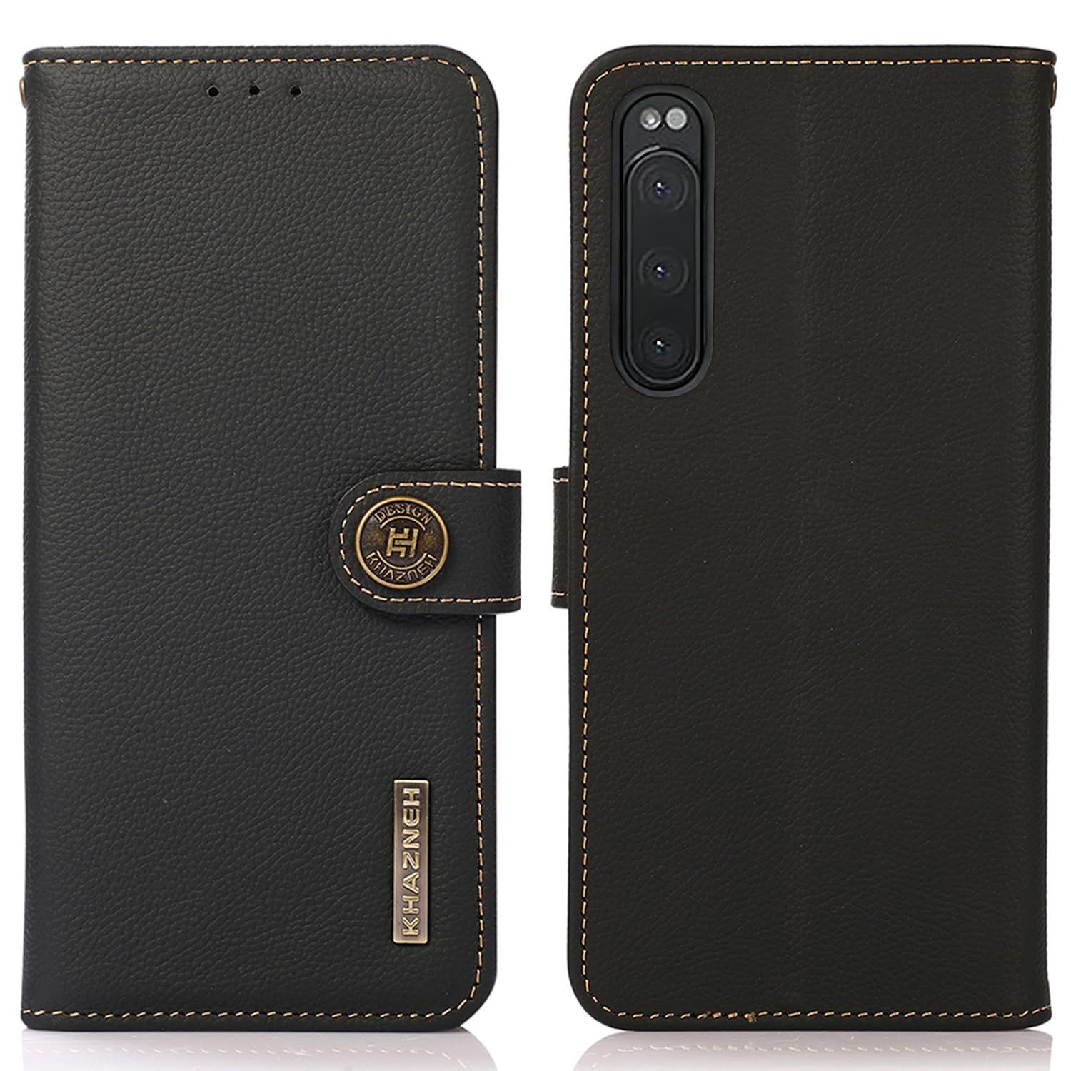 【人気商品】Xperia 5 II ケース 手帳型 本革 エクスペリア SO-52A SOG02 本革 財布型 シュリンクカーフレザー 高級本皮 耐衝撃 マグネット式ボタン スピーカーホール付き カード収納 大容量 3枚 写
