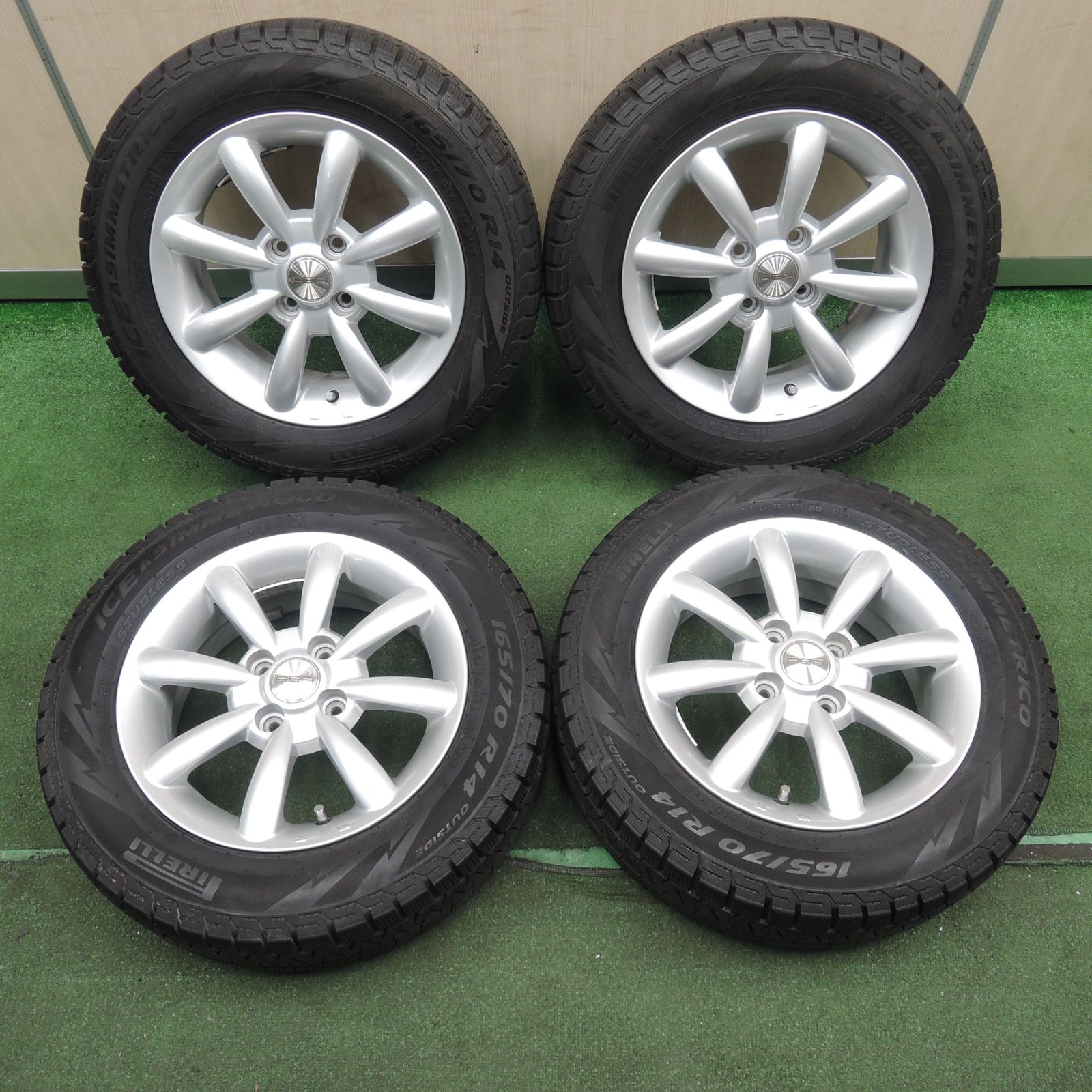 バリ溝 14インチ スチールホイール スタッドレスタイヤ付き 165 