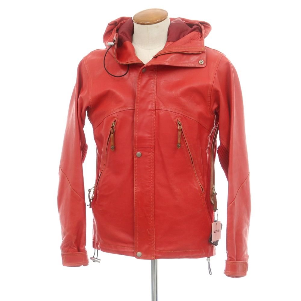 L＆KONDO レザージャケット 中古】ルコンド L&KONDO フーデッド レザーブルゾン レッド【サイズ46