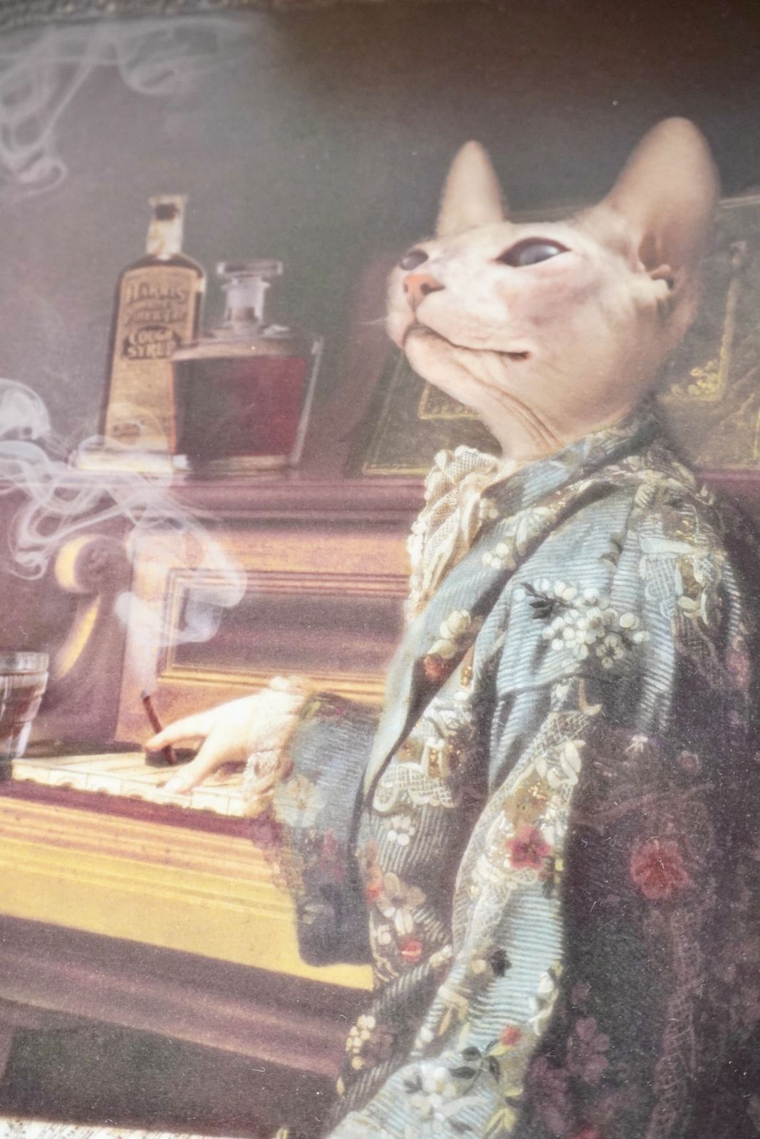 フランス製 トレー cat lady smoking playing piano フランス製 トレー cat lady smoking playing piano