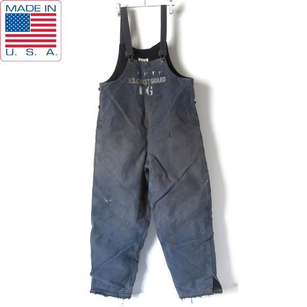 40 s 実物 米軍 USCG N-1 フック金具 オーバーオール 紺系 M デッキパンツ アメリカ沿岸警備隊 ビンテージ D 150-25-0050 ZTW