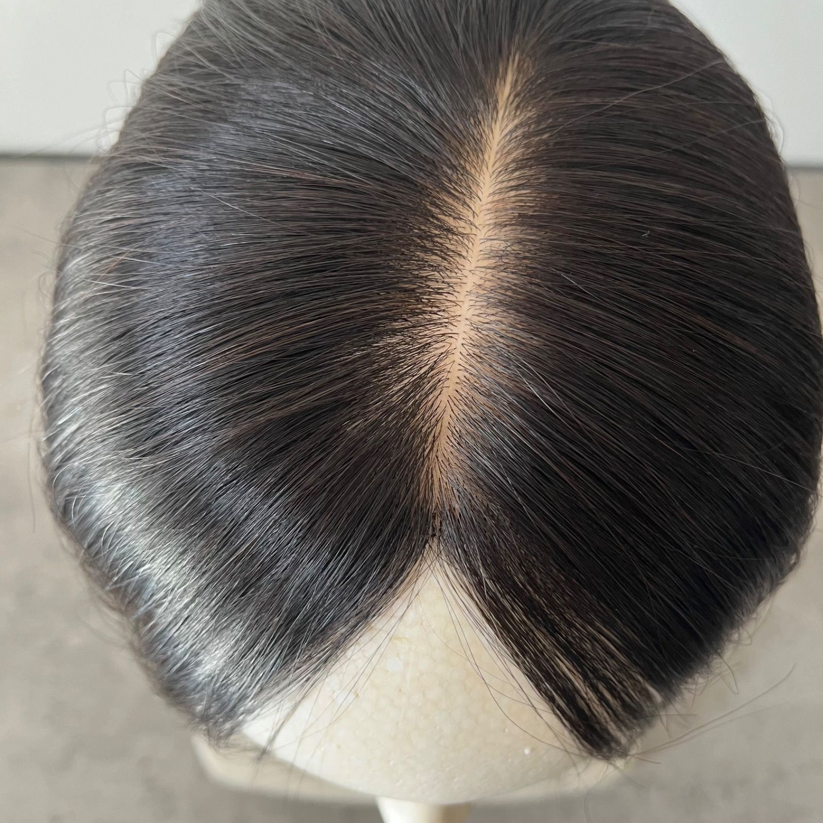 即納】高級レミー人毛100% 総手植えヘアピース 45cm・ベース14×16cm  