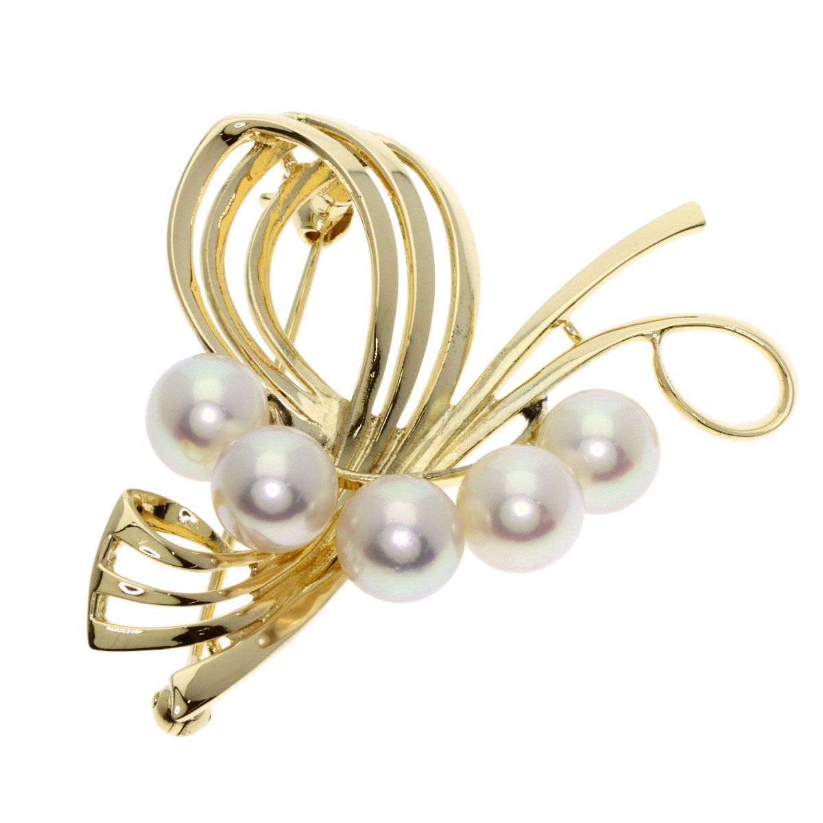 MIKIMOTO ミキモト パール 真珠 ブローチ K14YG レディース