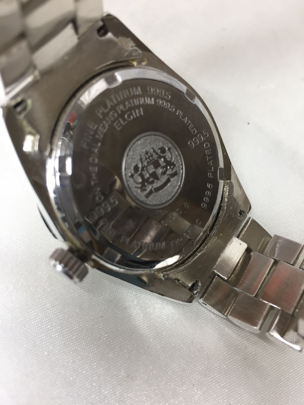S【ジャンク】ELGIN DATE QUARTZ DELUXE FINE PLATINUM 999.5