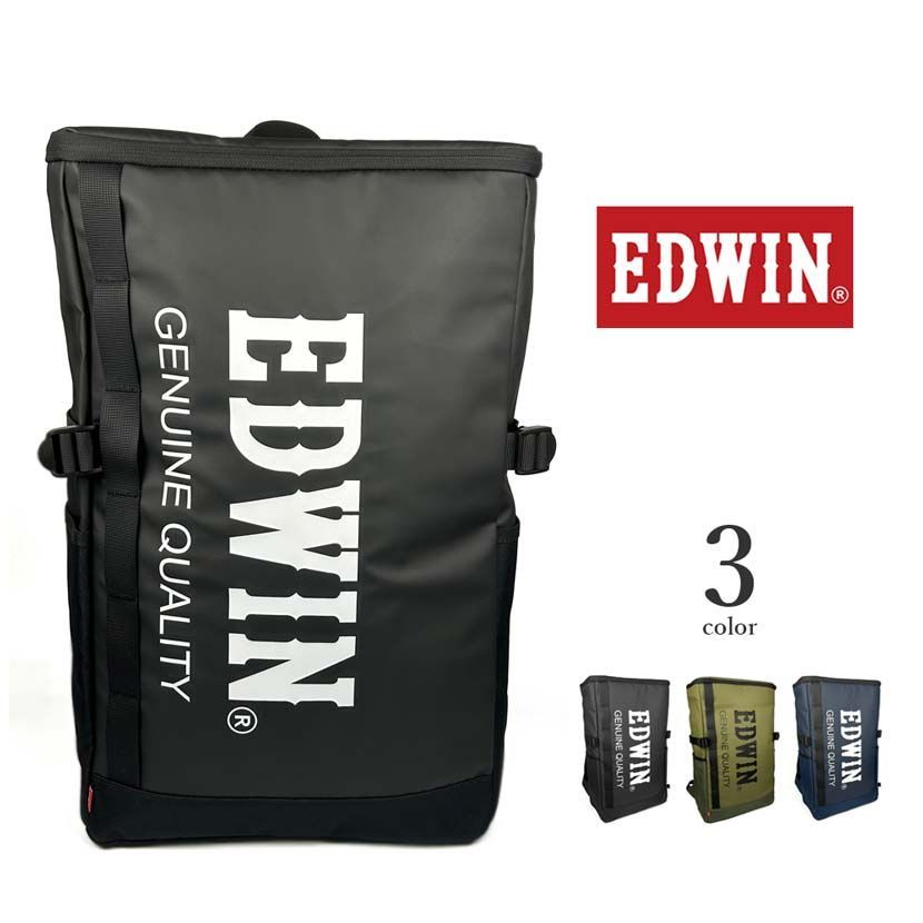 全3色 EDWIN エドウイン デカロゴ BOX型 21.6L PUナイロン バック