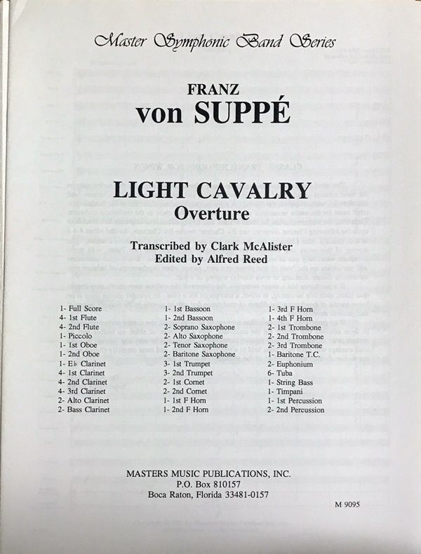 ⁄吹奏楽楽譜⁄F.v.スッペ：喜歌劇「軽騎兵」序曲⁄試聴可 吹奏楽楽譜/