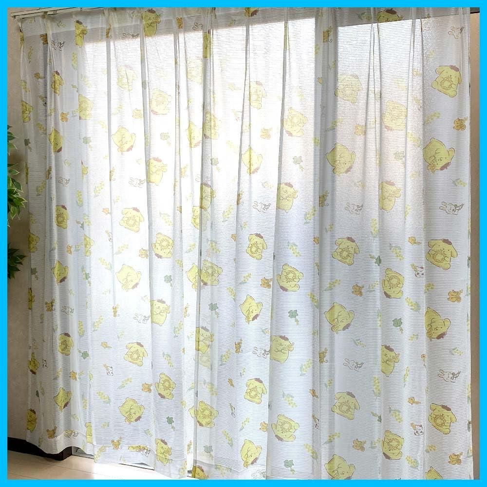 【特価商品】2枚セット サンリオ 幅100×176cm丈 丸洗い可 レースカーテン UVカット プリン 外から見えにくい キャラクター ポムポムプリン SB-609-S サンリオ(SANRIO)