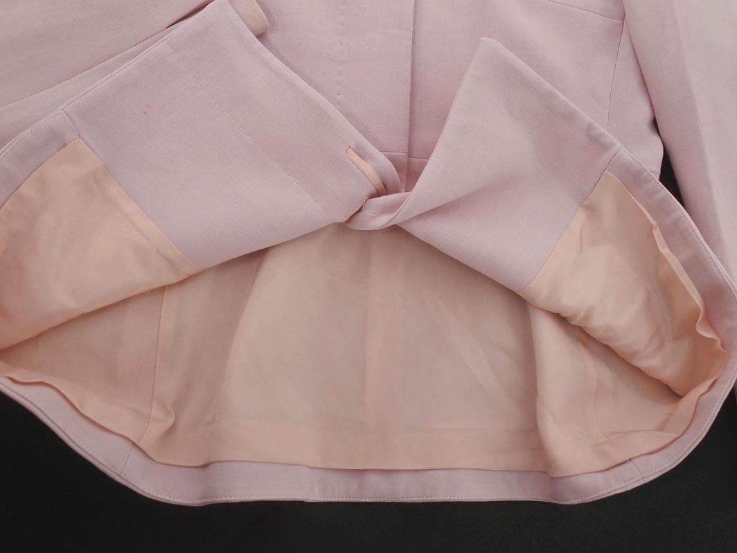 未使用マックスマーラ 白タグ 本革 レザージャケット ピンク 40 Max Mara マックスマーラ ウール混 ノーカラー ジャケット