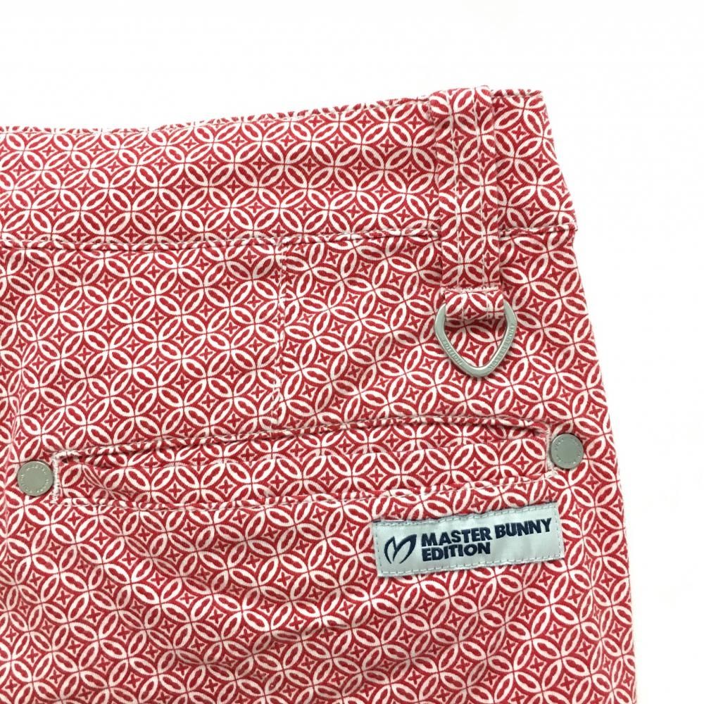美品　MASTER BUNNY EDITION 総柄　ゴルフパンツ マスターバニー パンツ レッド×白 総柄 ストレッチ レディース 0