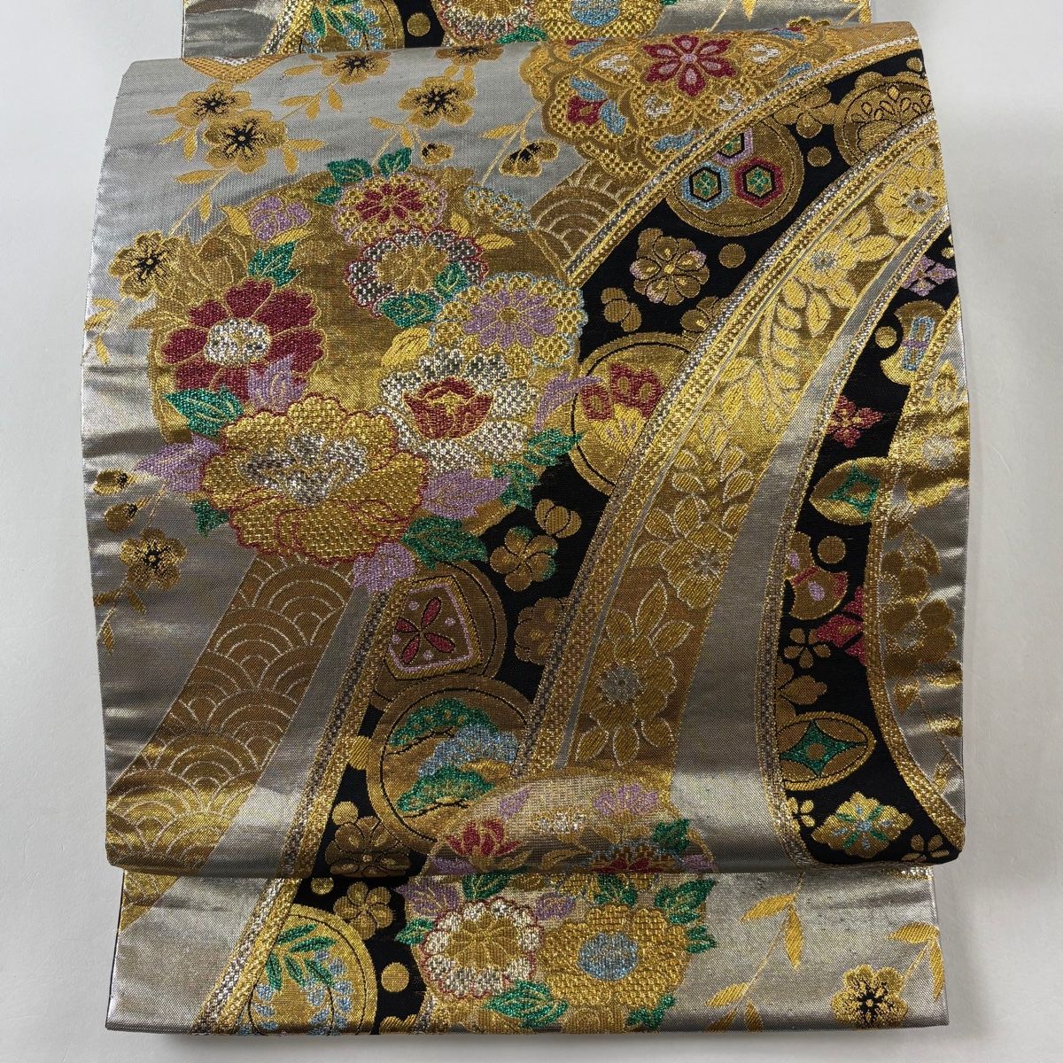 名古屋帯 美品 逸品 月 コウモリ 濃紫 正絹 中古（名古屋帯 正絹