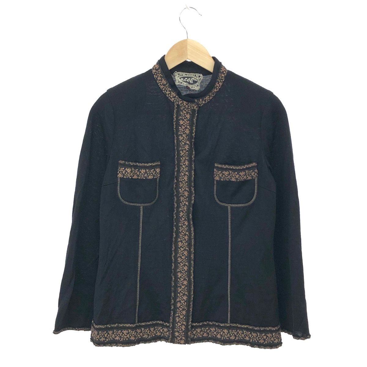 インポートロッサ　ウールコート　44号 wnc インポートロッサ import Rossa コート 44 黒 刺繍 ロング 大きい