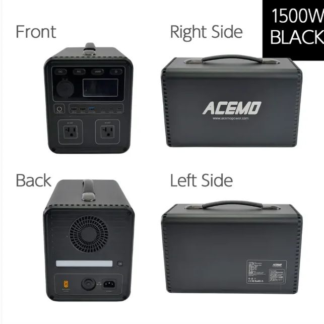 ACEMO ポータブル電源 1340Wh/1500W リン酸鉄リチウム 双方向高速充電