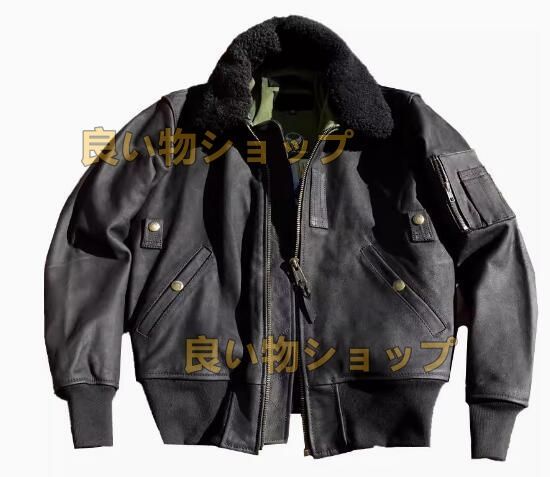 秋冬 B15牛革 レトロ 本革 上品 ファー襟 フライトジャケット メンズライダースジャケット 革ジャン Ｓ～5XL