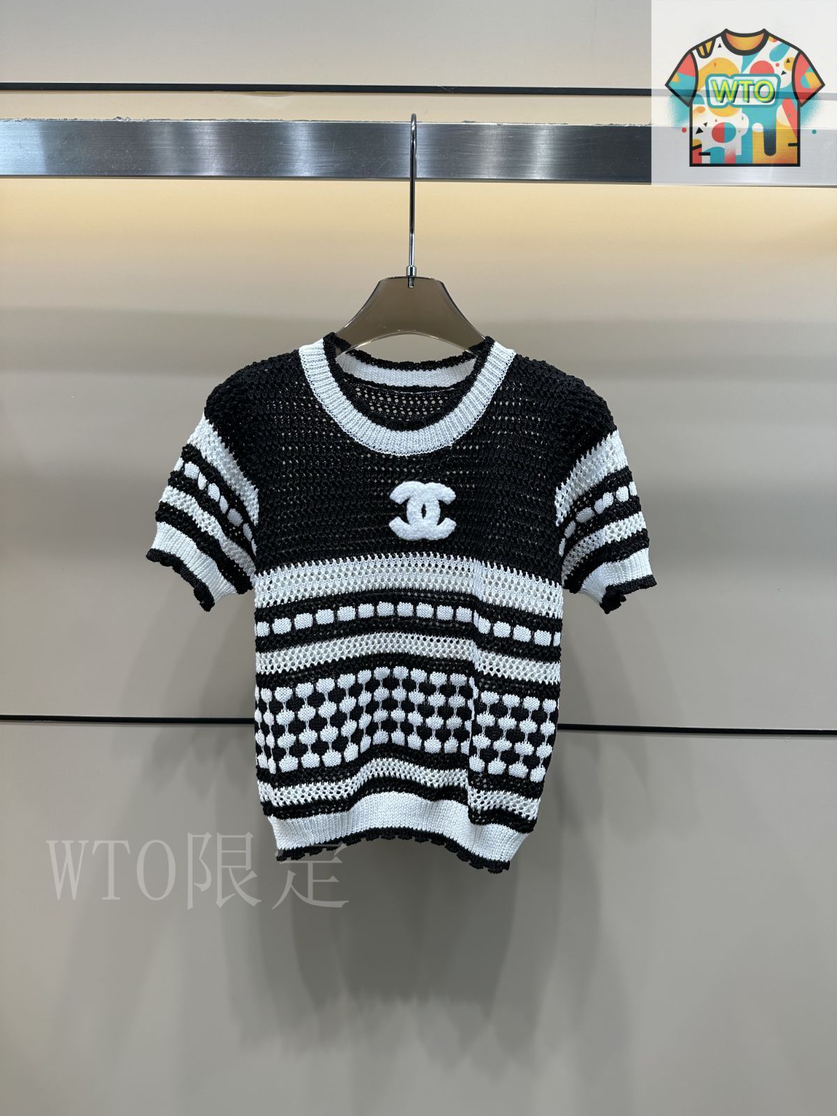 今日特価】Chanel 2025 夏季新款 ストライプ透かし彫りニット