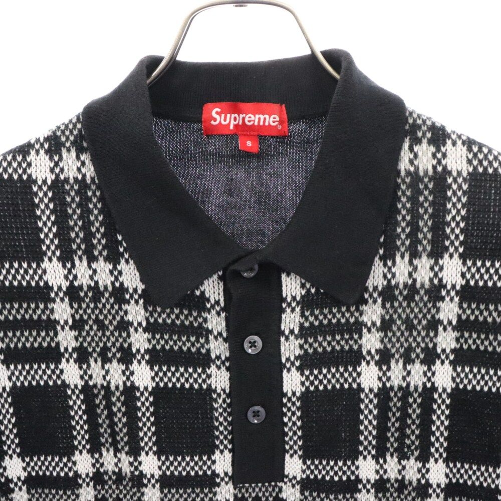 ウ*ン様 Supreme Plaid Knit S/S Polo Black Supreme Plaid Knit S/S Polo 