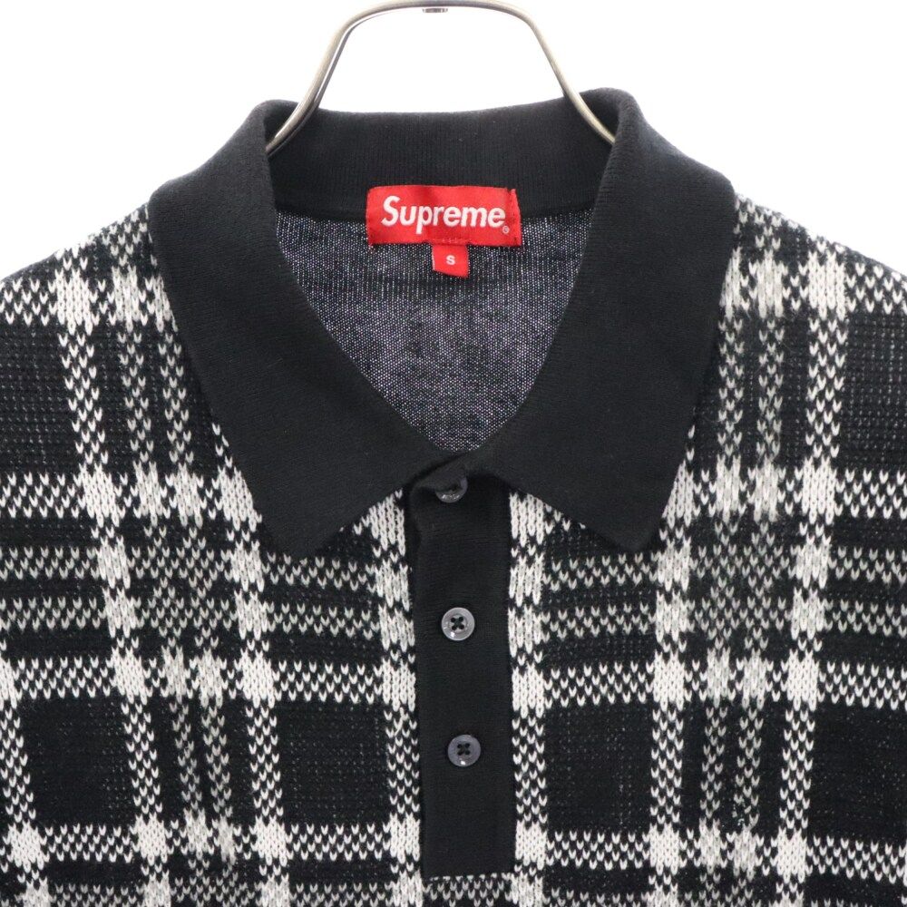 SUPREME (シュプリーム) 18SS Plaid Knit Polo ピルド チェック切り替え半袖ポロシャツ ブラック - メルカリ